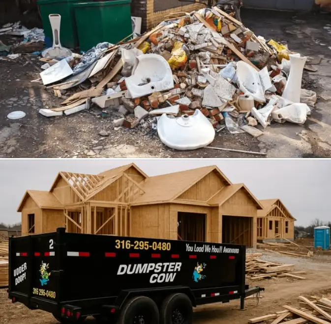 Construction Site Cleanup debris dumpster cow Junk Removal Wichita KS